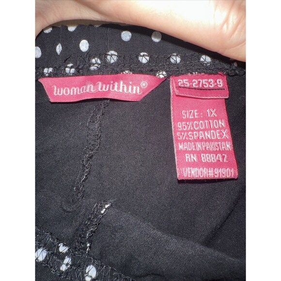 Woman Within Black White Polka Dots Leggings Pants Size 1X Stretch High Rise - Picture 5 of 6